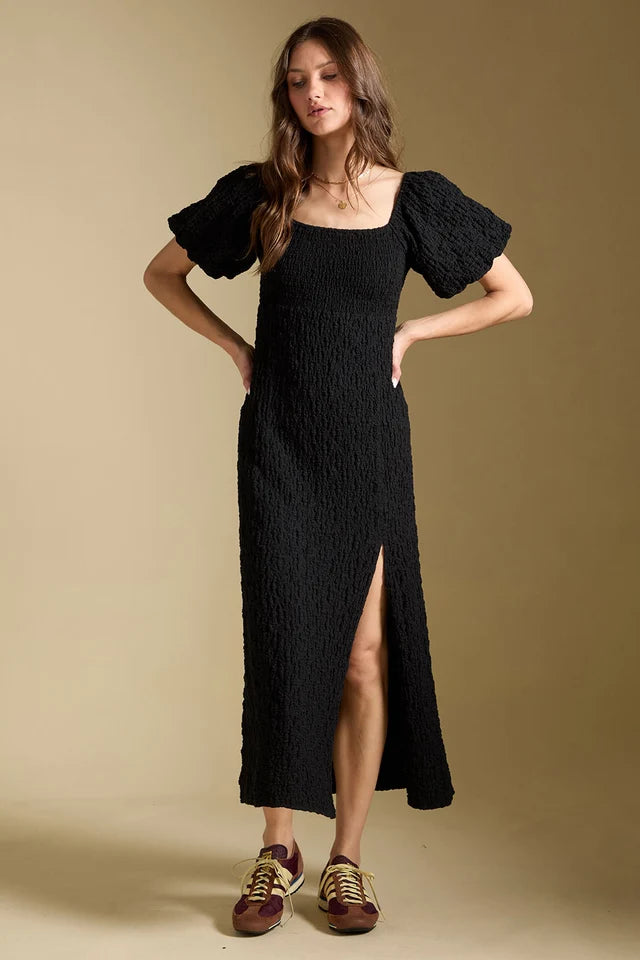 SALTWATER LUXE DREW MIDI DRESS - BLACK