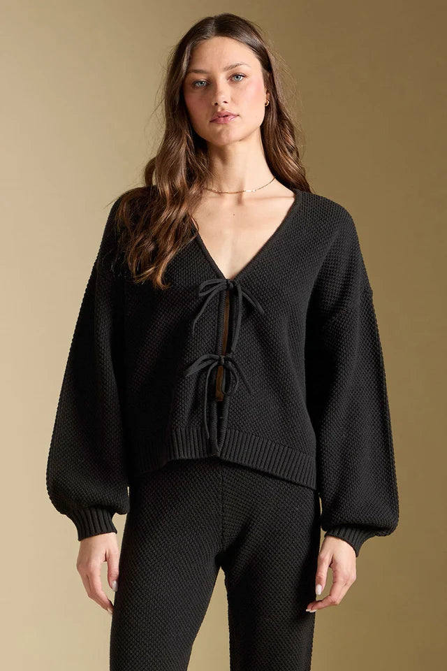*PRE ORDER* SALTWATER LUXE ELLYN TIE CARDIGAN - BLACK