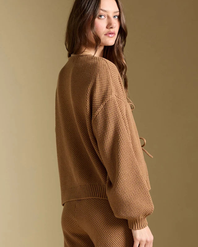 SALTWATER LUXE ELLYN TIE CARDIGAN - CAMEL
