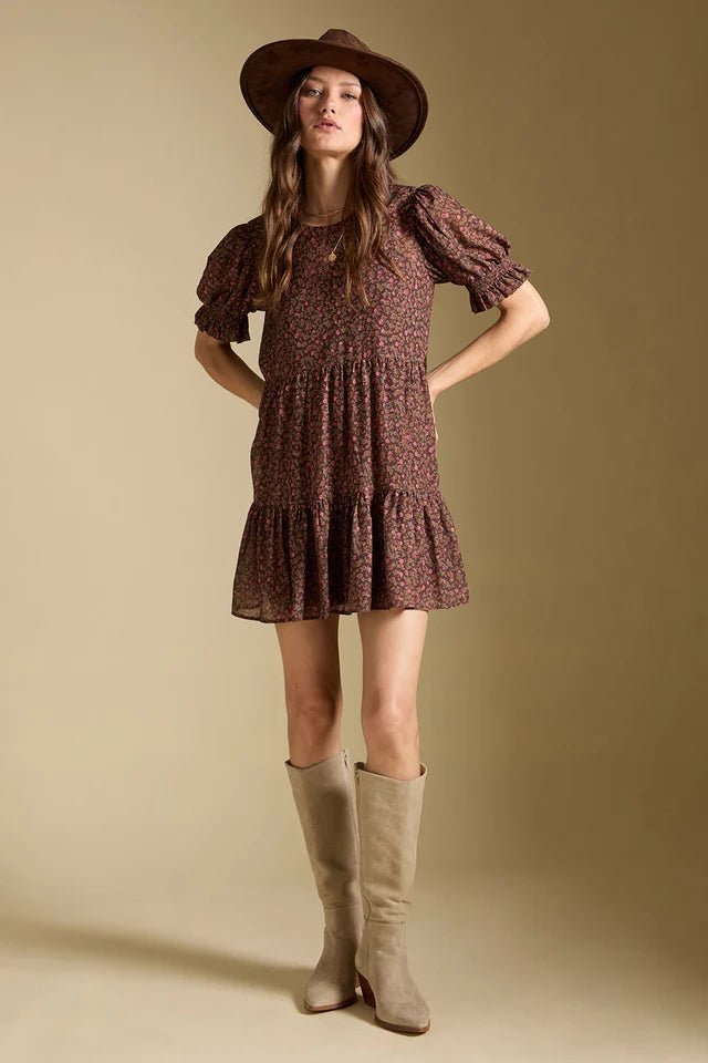 *PRE ORDER* SALTWATER LUXE GINNA PRINTED DRESS - MOCHA