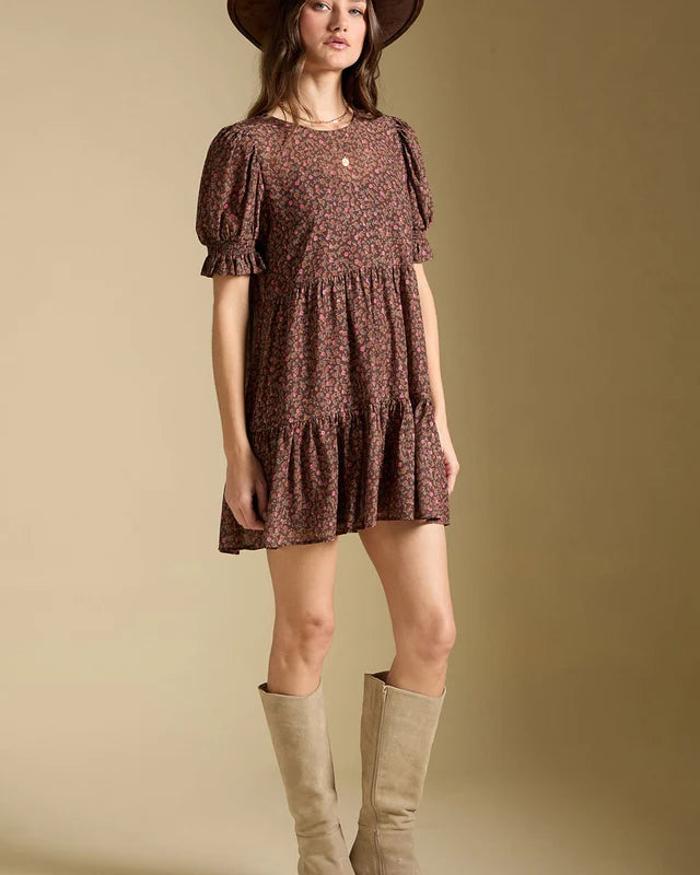 *PRE ORDER* SALTWATER LUXE GINNA PRINTED DRESS - MOCHA