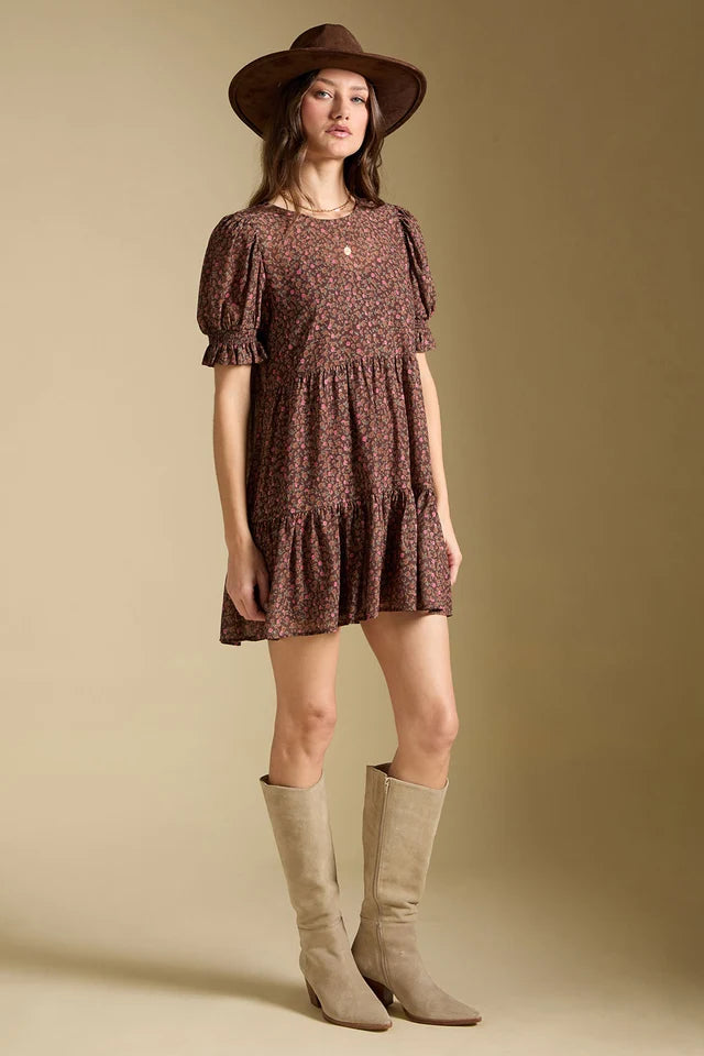 *PRE ORDER* SALTWATER LUXE GINNA PRINTED DRESS - MOCHA