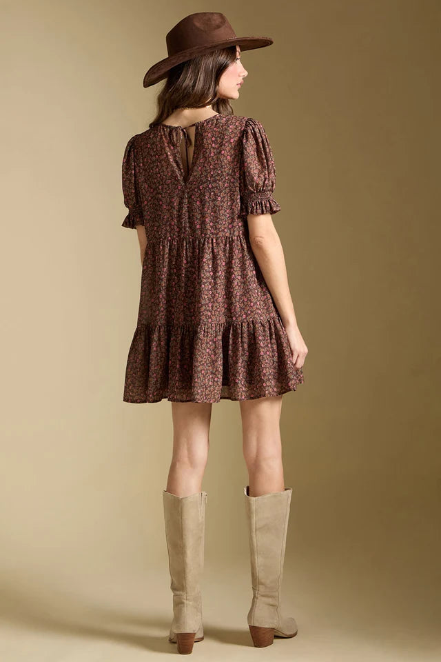 *PRE ORDER* SALTWATER LUXE GINNA PRINTED DRESS - MOCHA