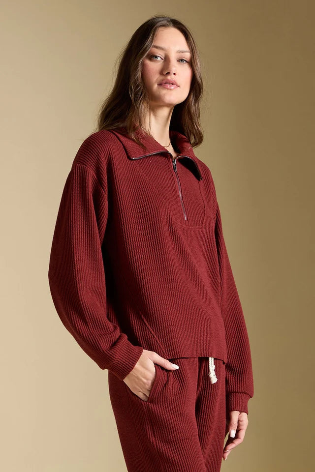 SALTWATER LUXE HALF ZIP PULLOVER - MERLOT
