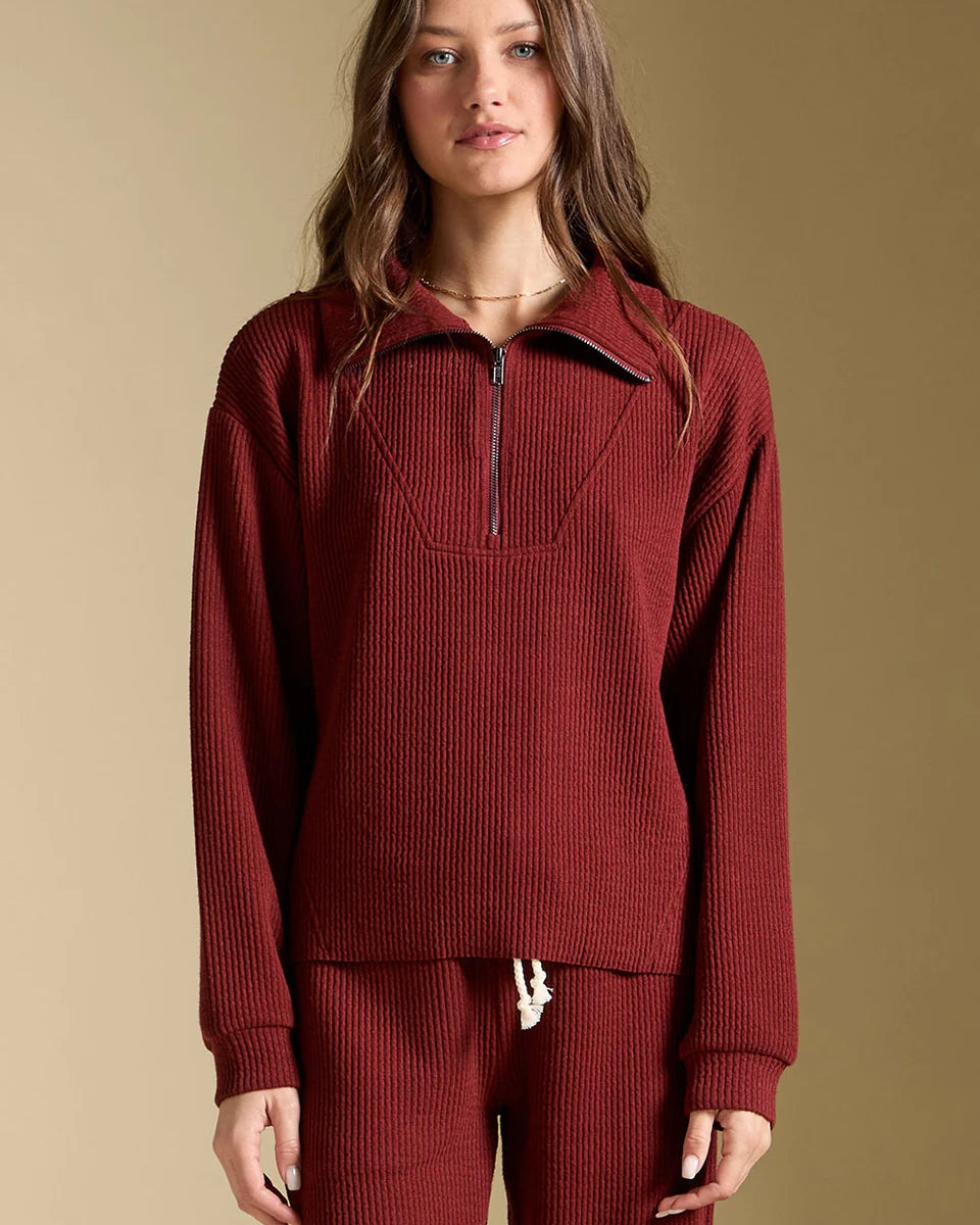 SALTWATER LUXE HALF ZIP PULLOVER - MERLOT
