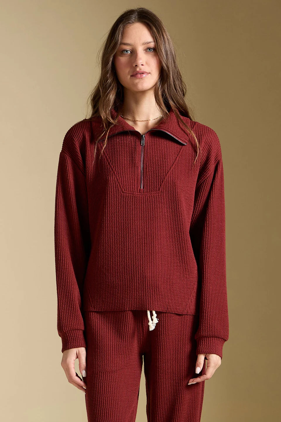 SALTWATER LUXE HALF ZIP PULLOVER - MERLOT