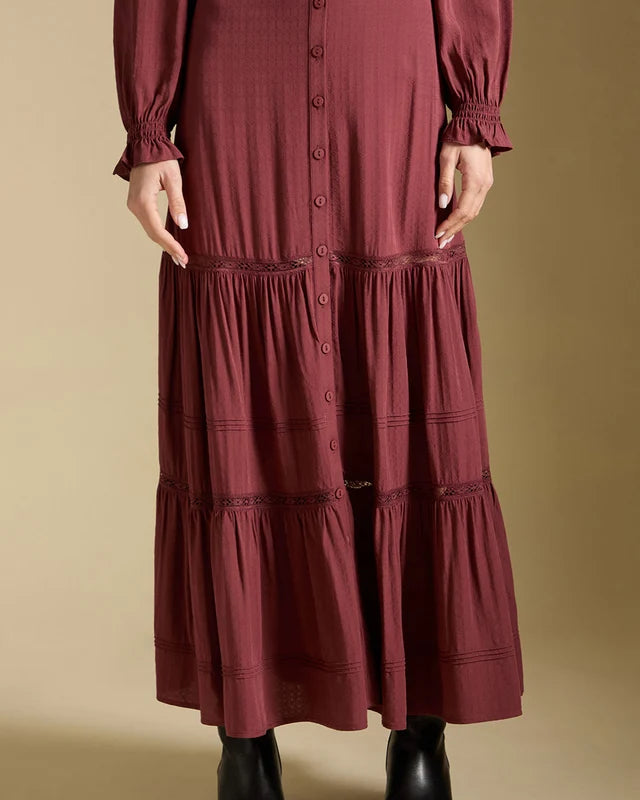*PRE ORDER* SALTWATER LUXE JAYCEE MIDI SKIRT - MERLOT