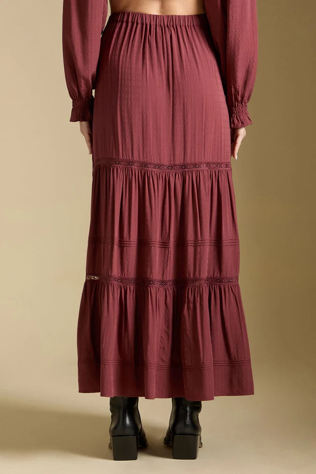*PRE ORDER* SALTWATER LUXE JAYCEE MIDI SKIRT - MERLOT