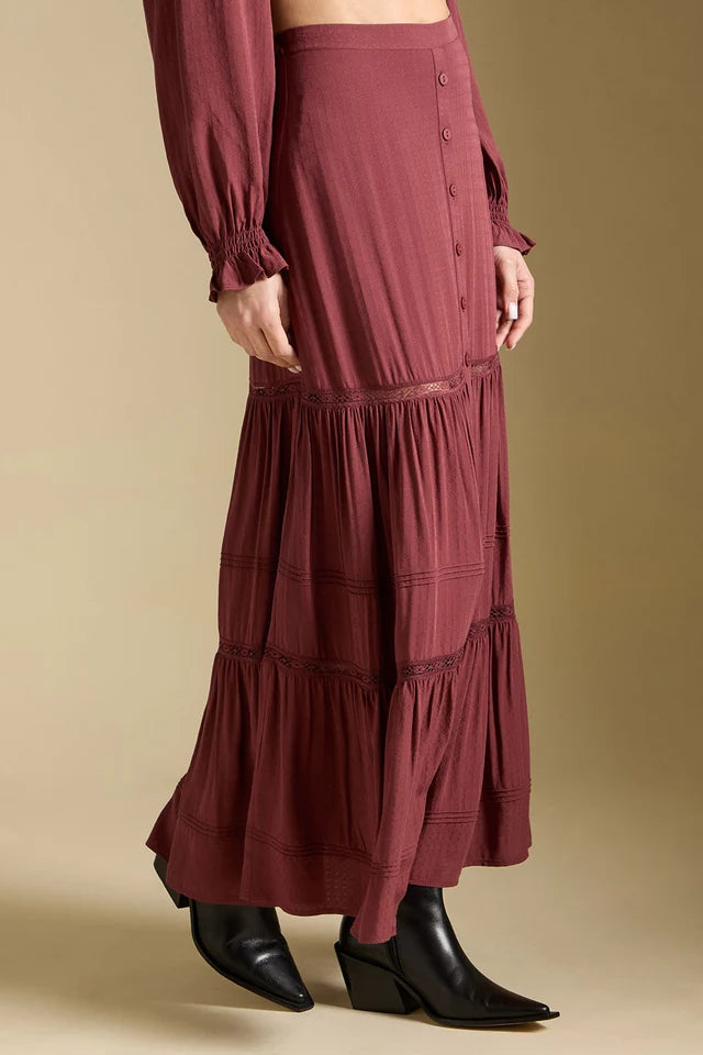 *PRE ORDER* SALTWATER LUXE JAYCEE MIDI SKIRT - MERLOT