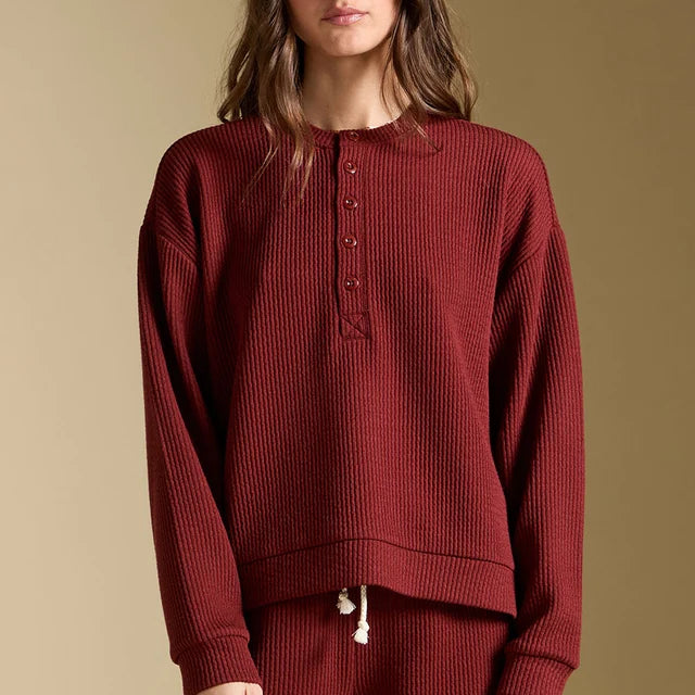 SALTWATER LONG SLEEVE PULLOVER - MERLOT