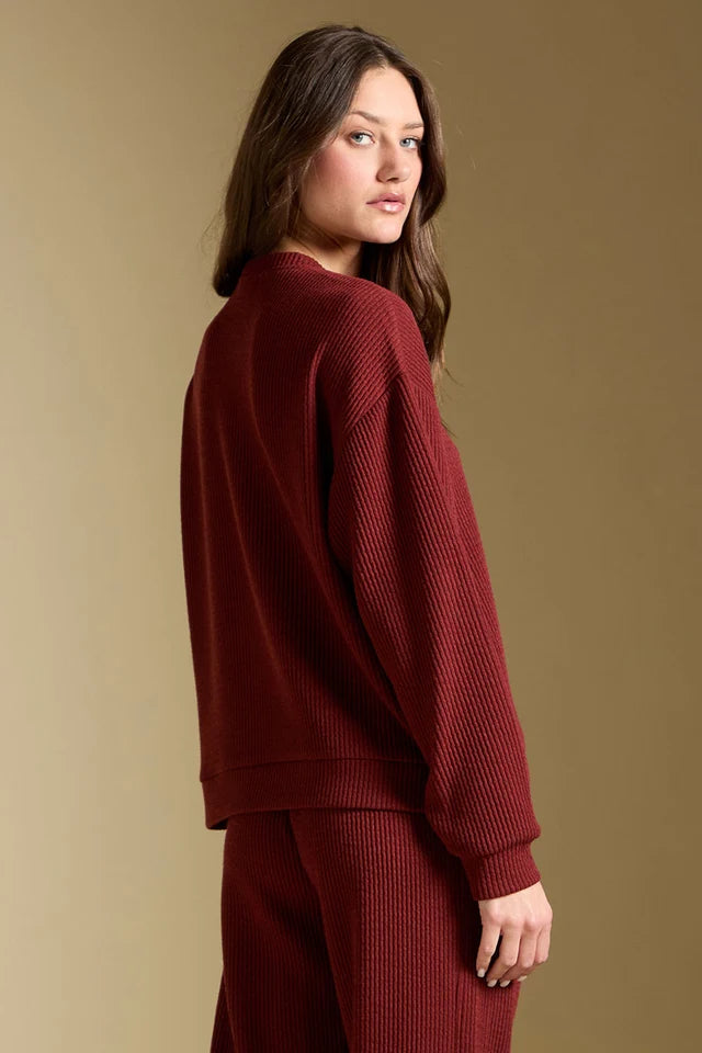 SALTWATER LONG SLEEVE PULLOVER - MERLOT