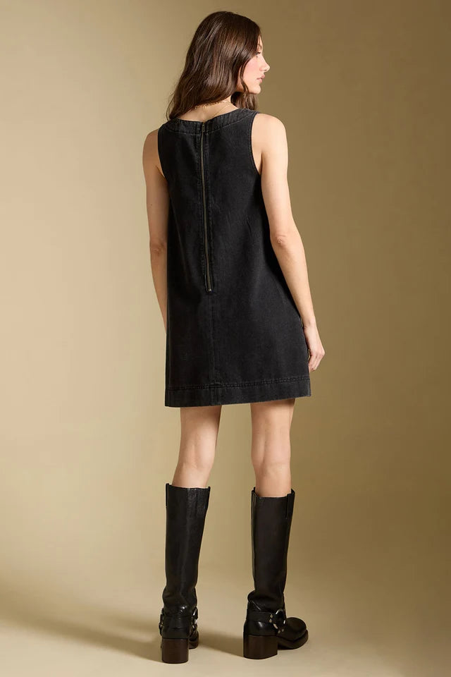 *PRE ORDER* SALTWATER LUXE MINIYA DENIM DRESS - WASHED BLACK