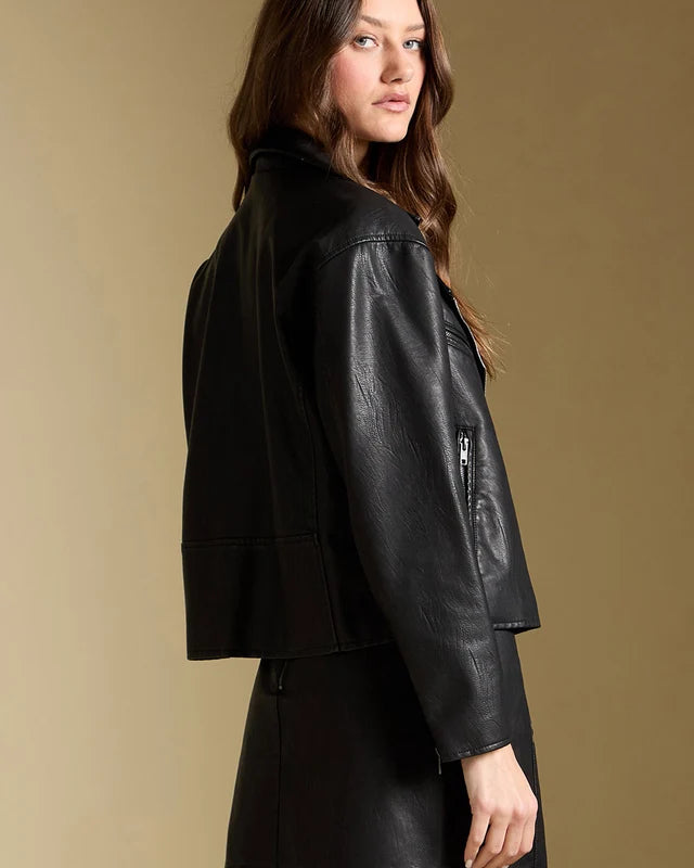 SALTWATER LUXE SYLVIE FAUX LEATHER JACKET - BLACK