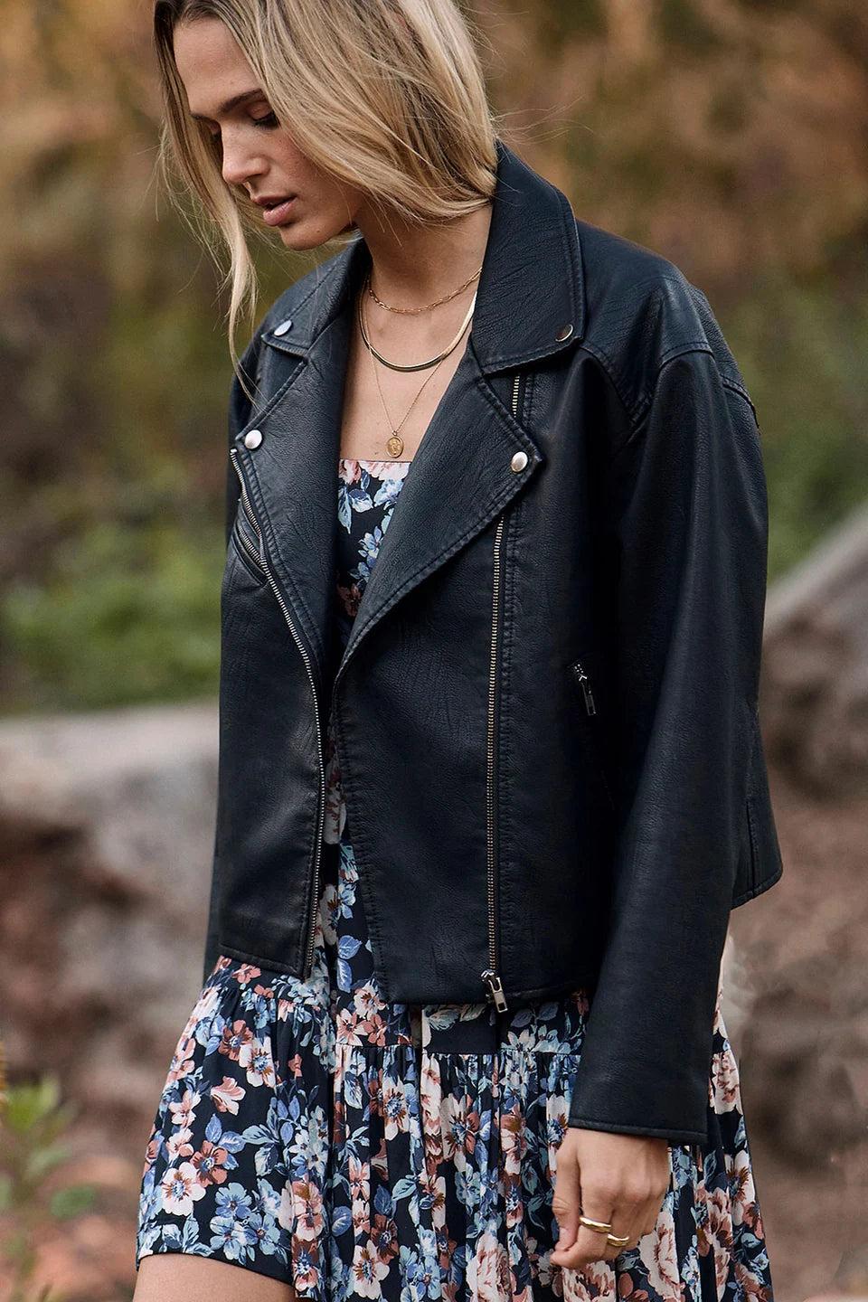 SALTWATER LUXE SYLVIE FAUX LEATHER JACKET - BLACK