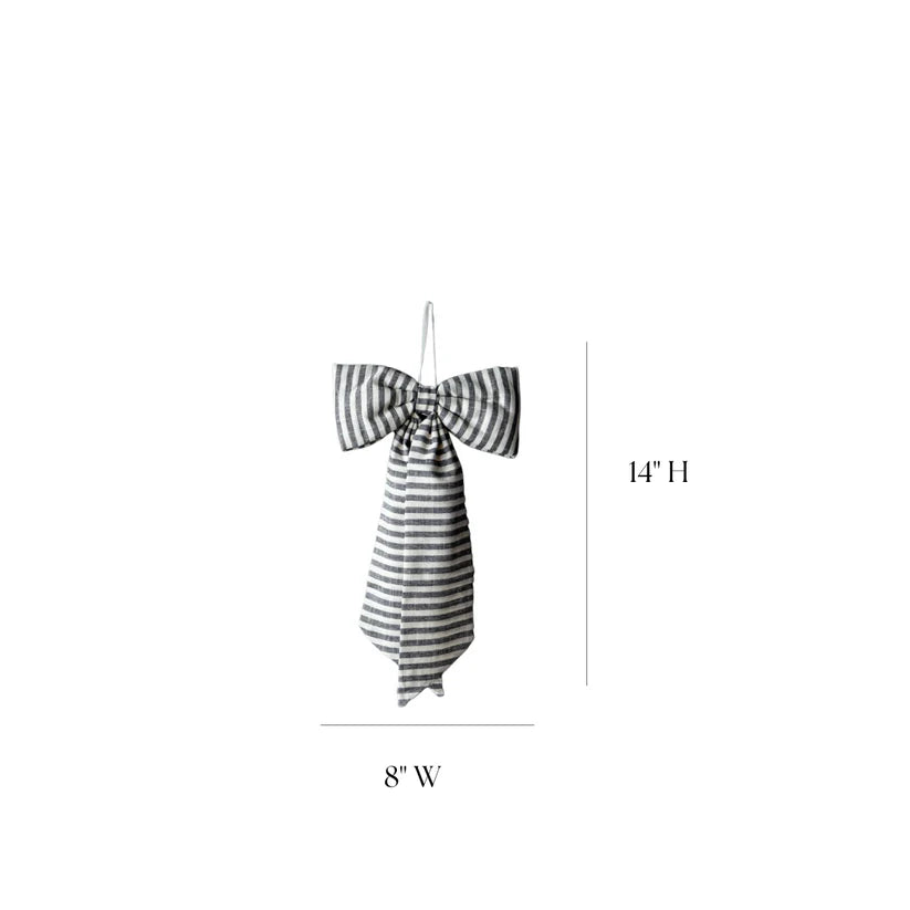 STRIPED FABRIC BOWS - CHARCOAL
