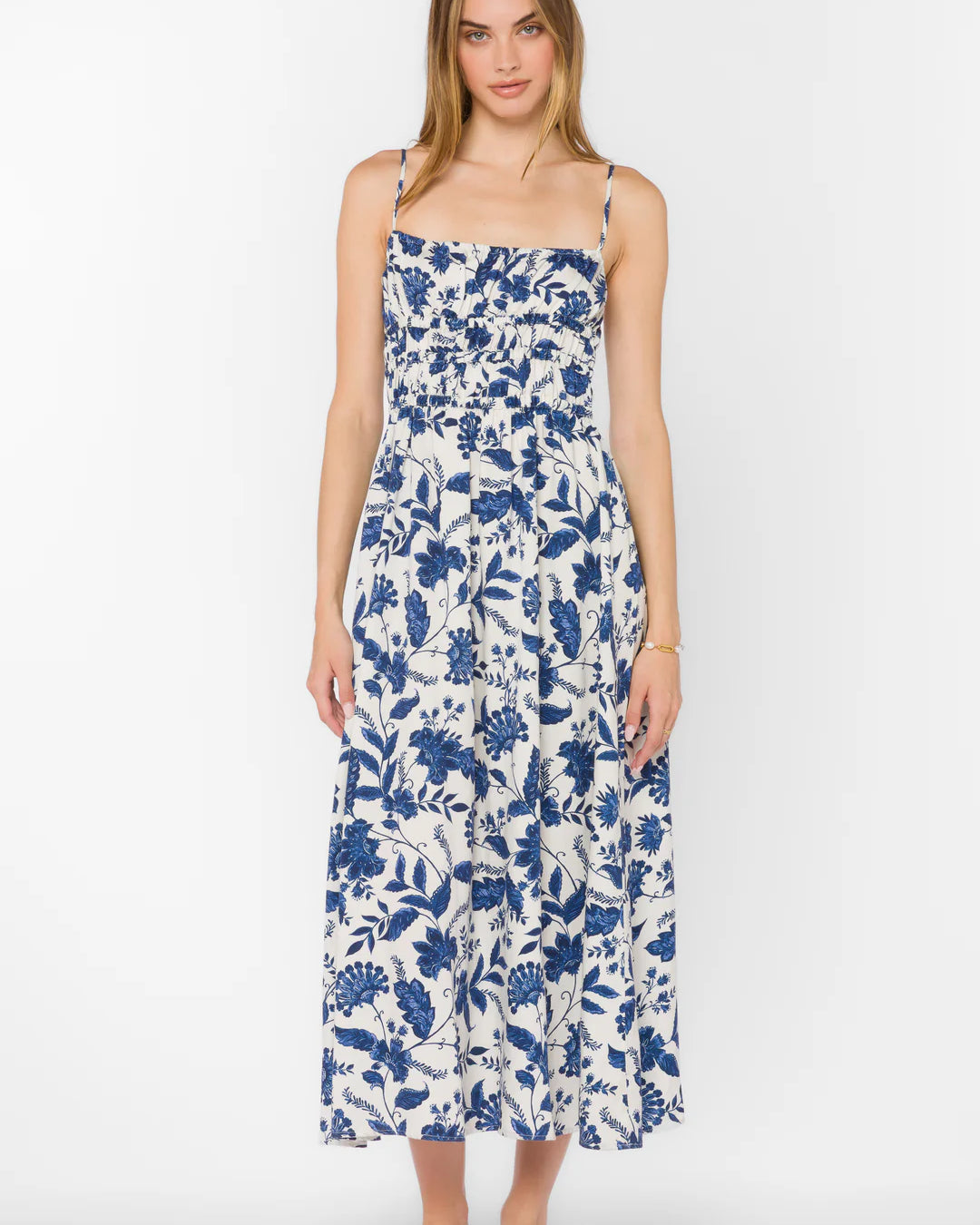 VELVET HEART TANELLA MIDI DRESS - BLUE FLORAL