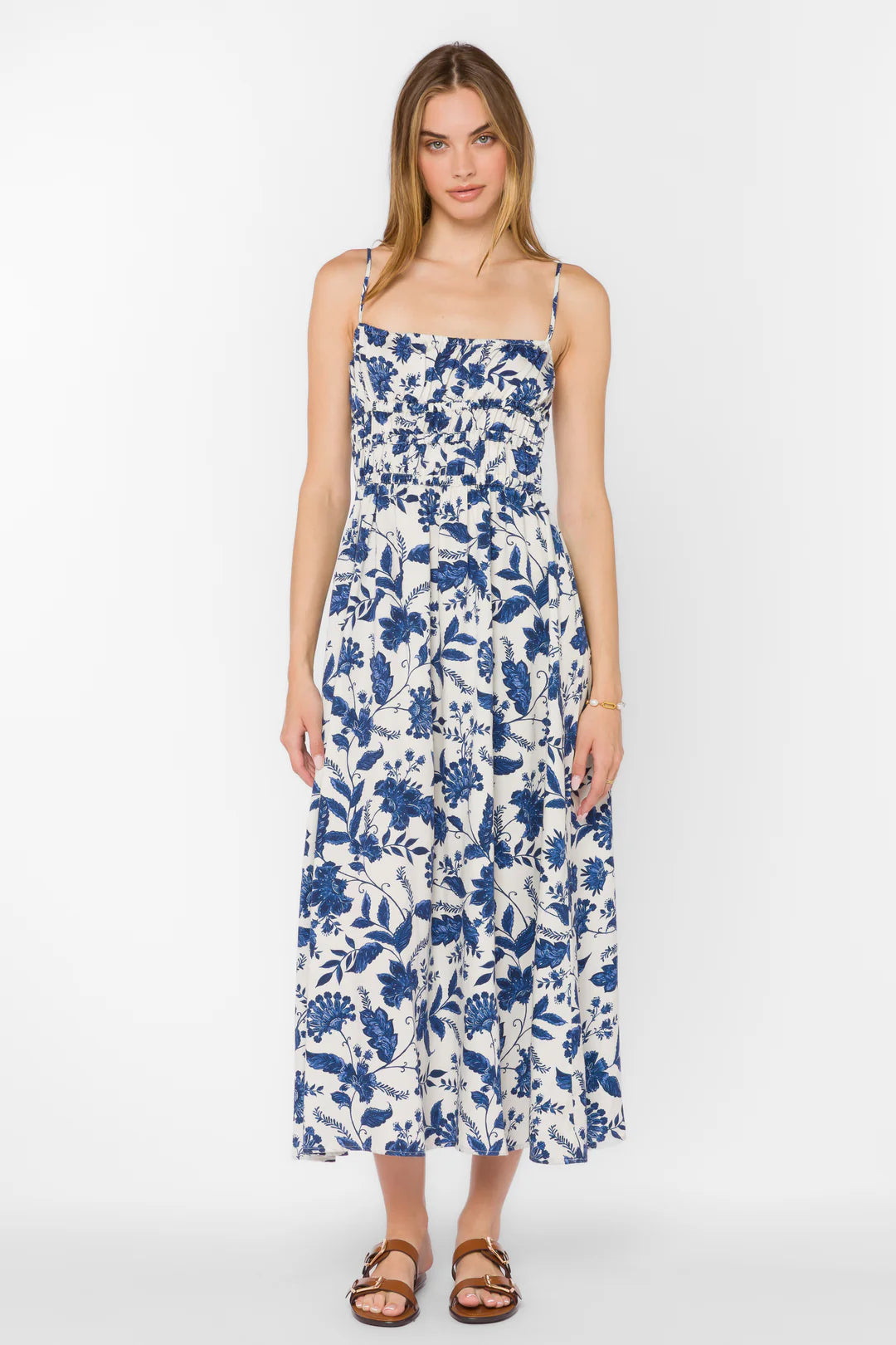 VELVET HEART TANELLA MIDI DRESS - BLUE FLORAL