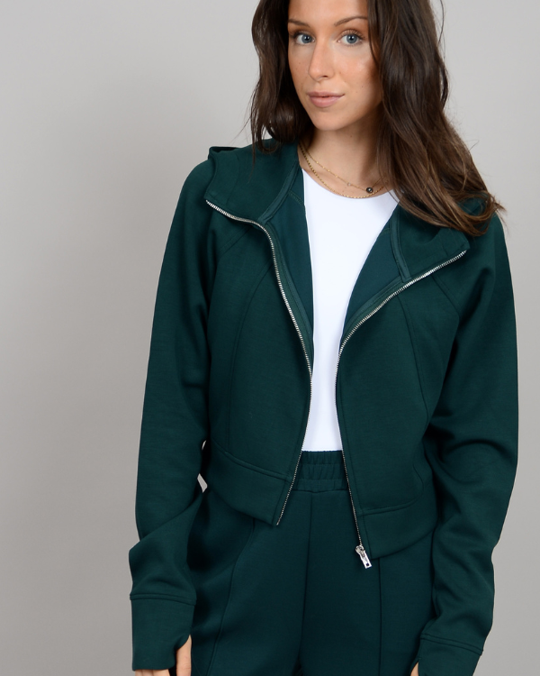 MAYA SUPER SOFT KNIT FULL ZIP HOODIE - JUNGLE GREEN