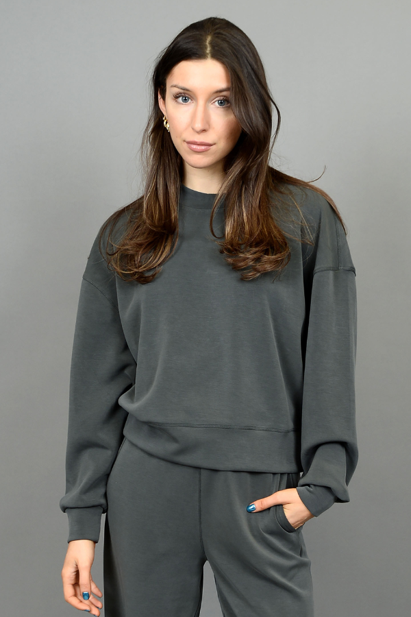 LUCIE SUPER SOFT MODAL PULLOVER - DRK IVY