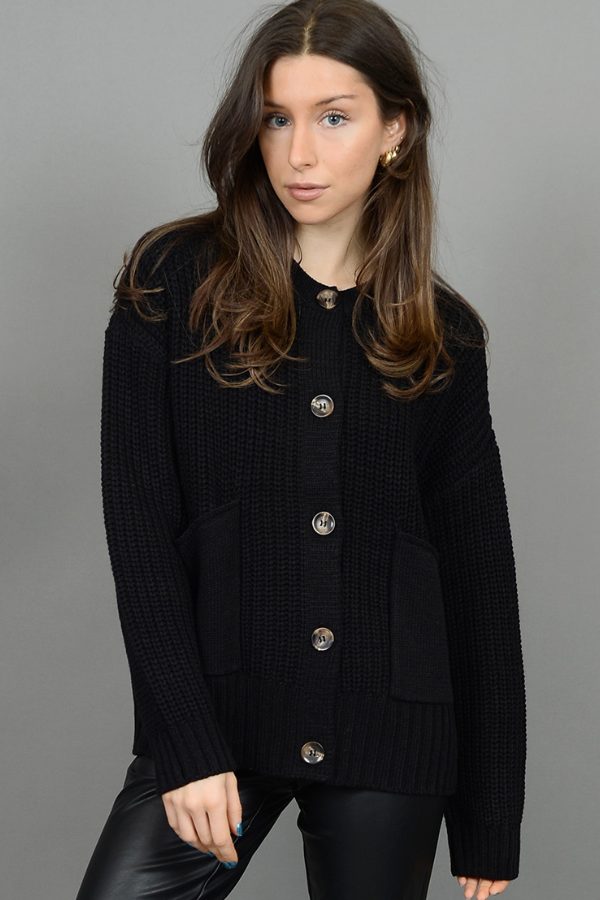 RAYLA LONG SLEEVED CARDIGAN - BLACK