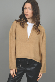 BAELA LONG SLEEVE JOHNNY NECK PULLOVER - CAMEL