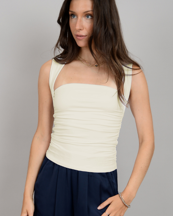 SECOND SKIN ELISA RUCHED TOP - CHAMPAGNE