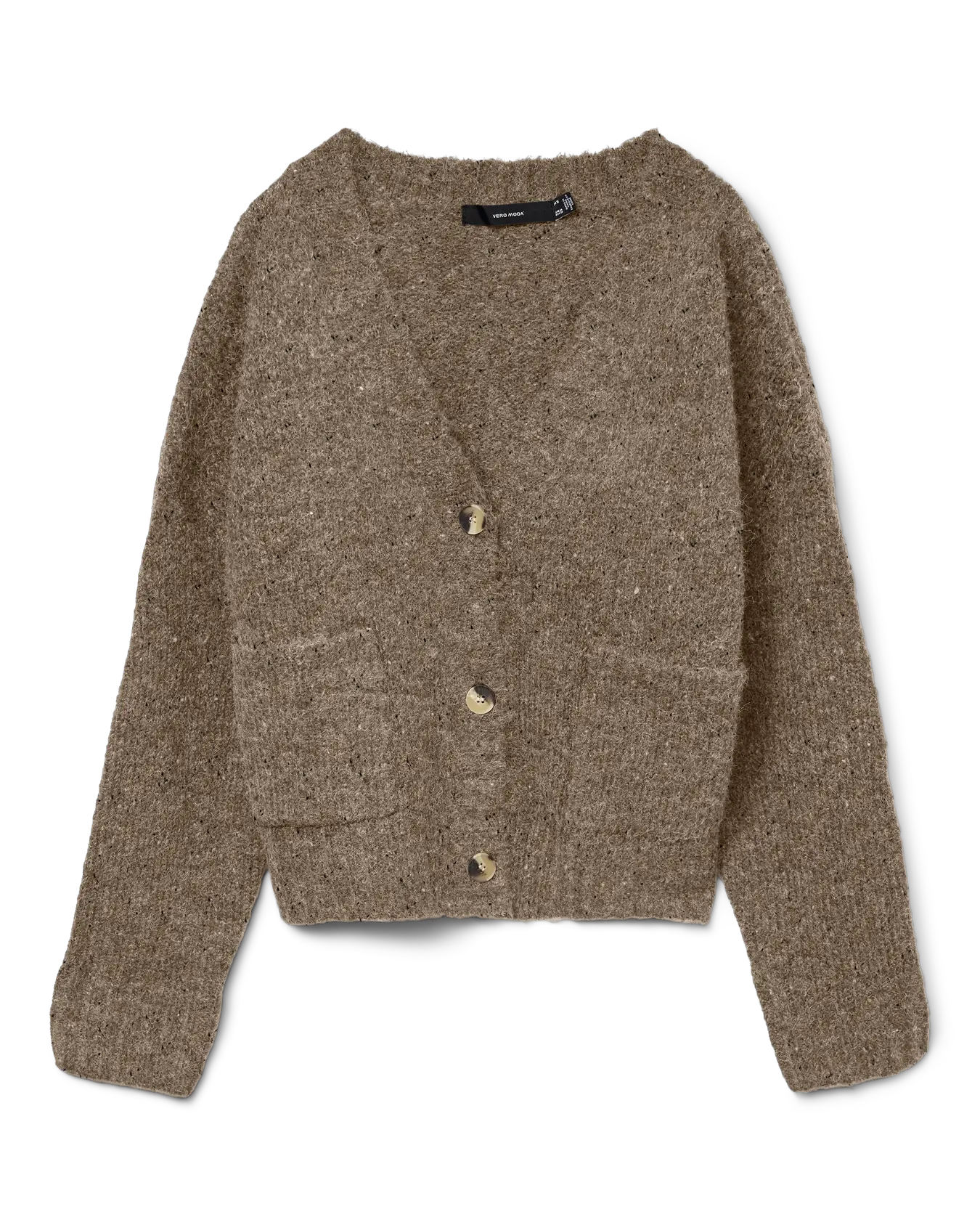 VM INGRID V NECK CARDIGAN - SILVER MINK MELANGE