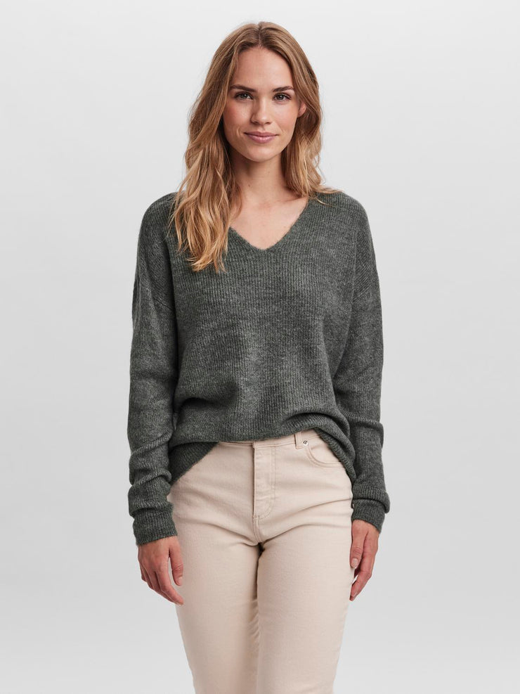 LEFILE V NECK PULLOVER - BALSAM GREEN - LAST SIZE S