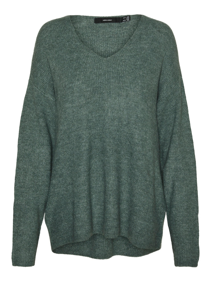 LEFILE V NECK PULLOVER - BALSAM GREEN - LAST SIZE S