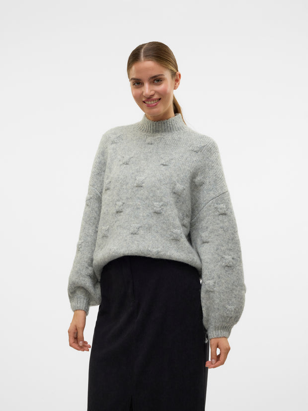 GAIL HIGHNECK SWEATER - LIGHT GREY