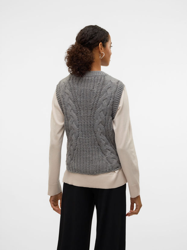 KEYSA KNIT VEST - MEDIUM GREY MELANGE