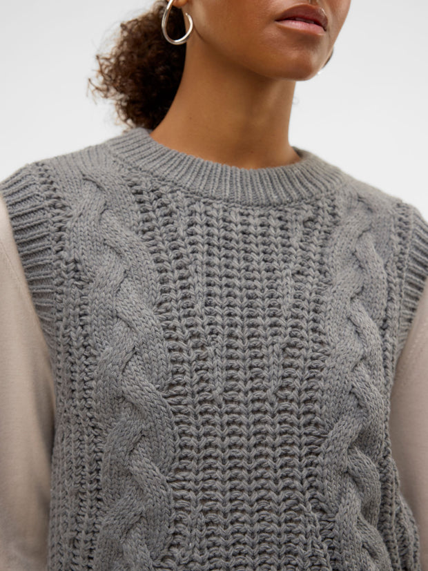 KEYSA KNIT VEST - MEDIUM GREY MELANGE