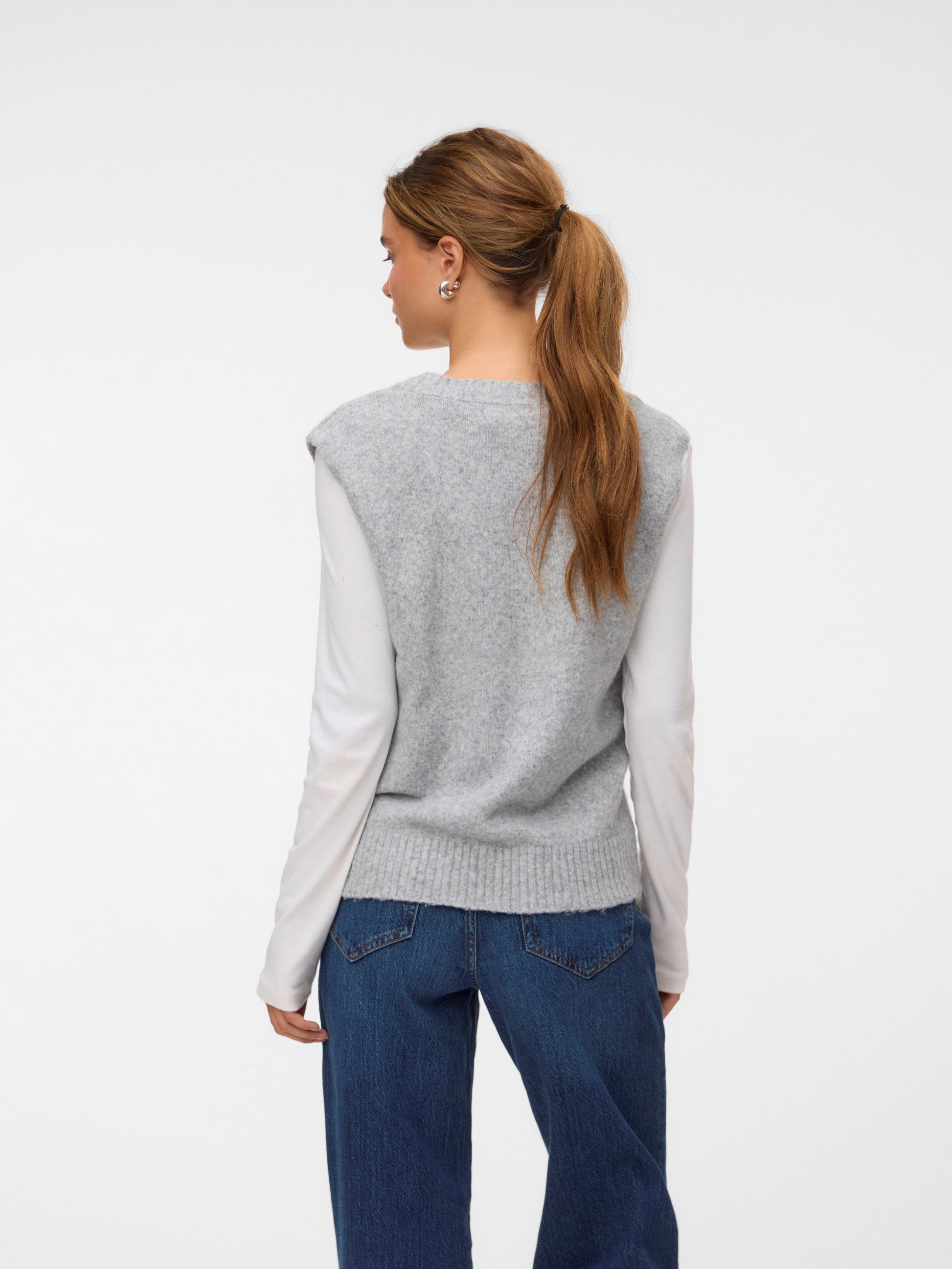 VM BOOM V NECK VEST - LIGHT GREY MELANGE
