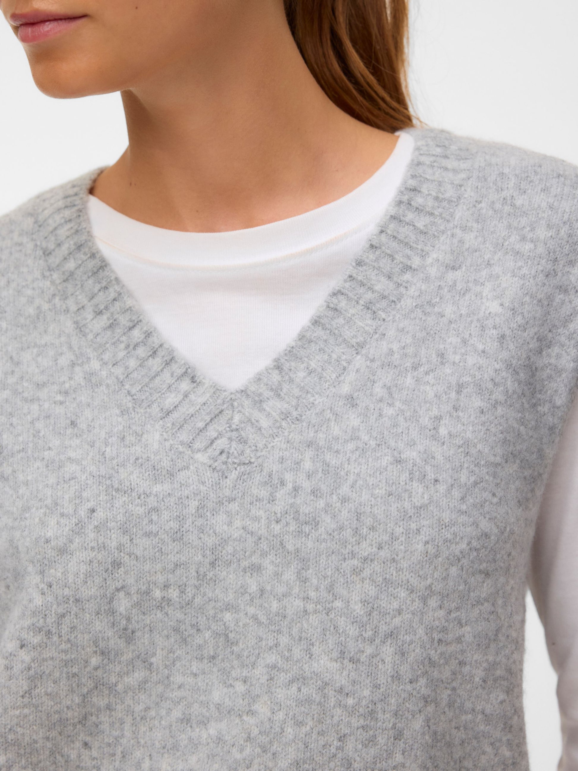 VM BOOM V NECK VEST - LIGHT GREY MELANGE
