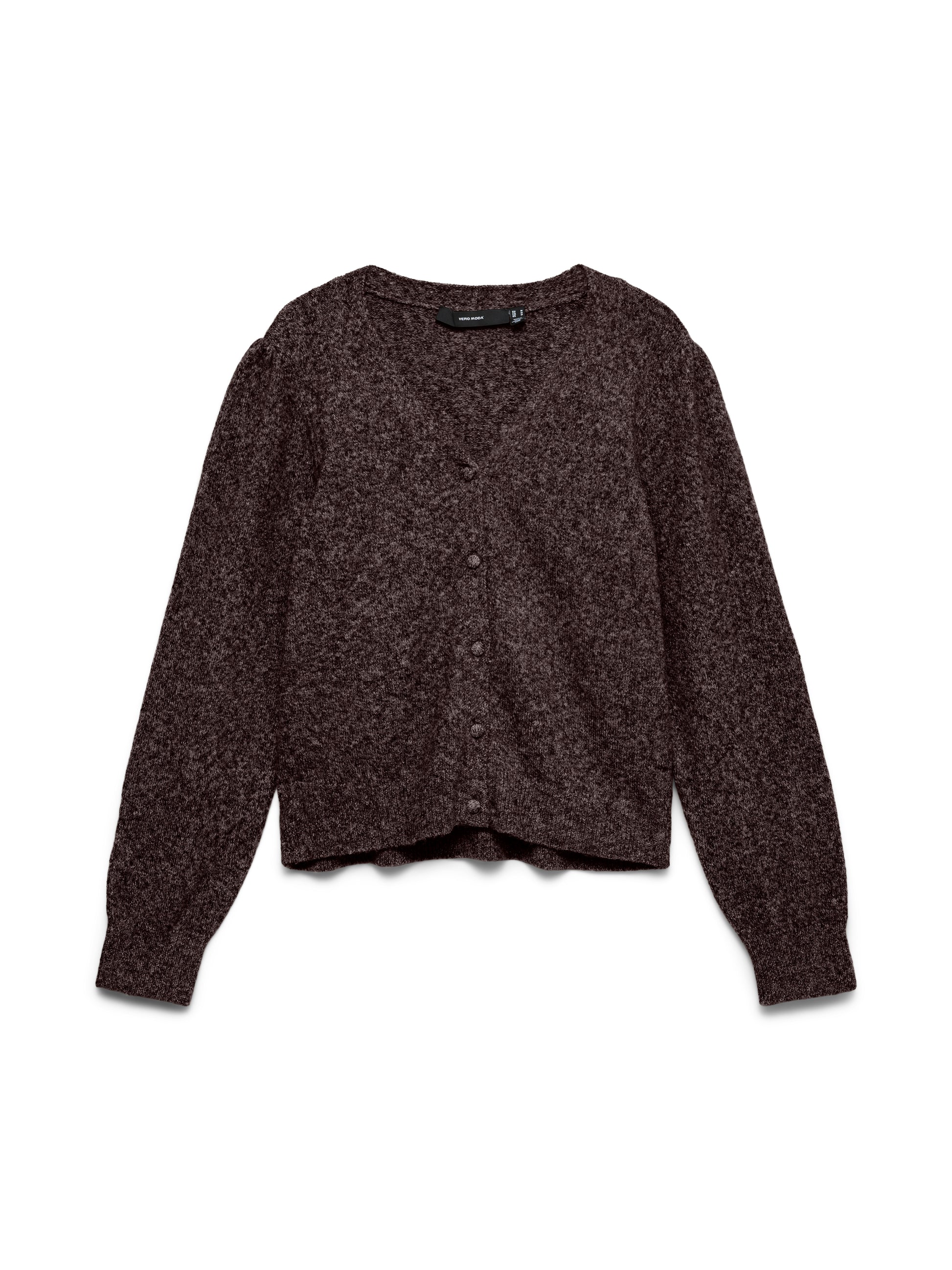 VM DOFFY V NECK CARDIGAN - CHOCOLATE TORTE