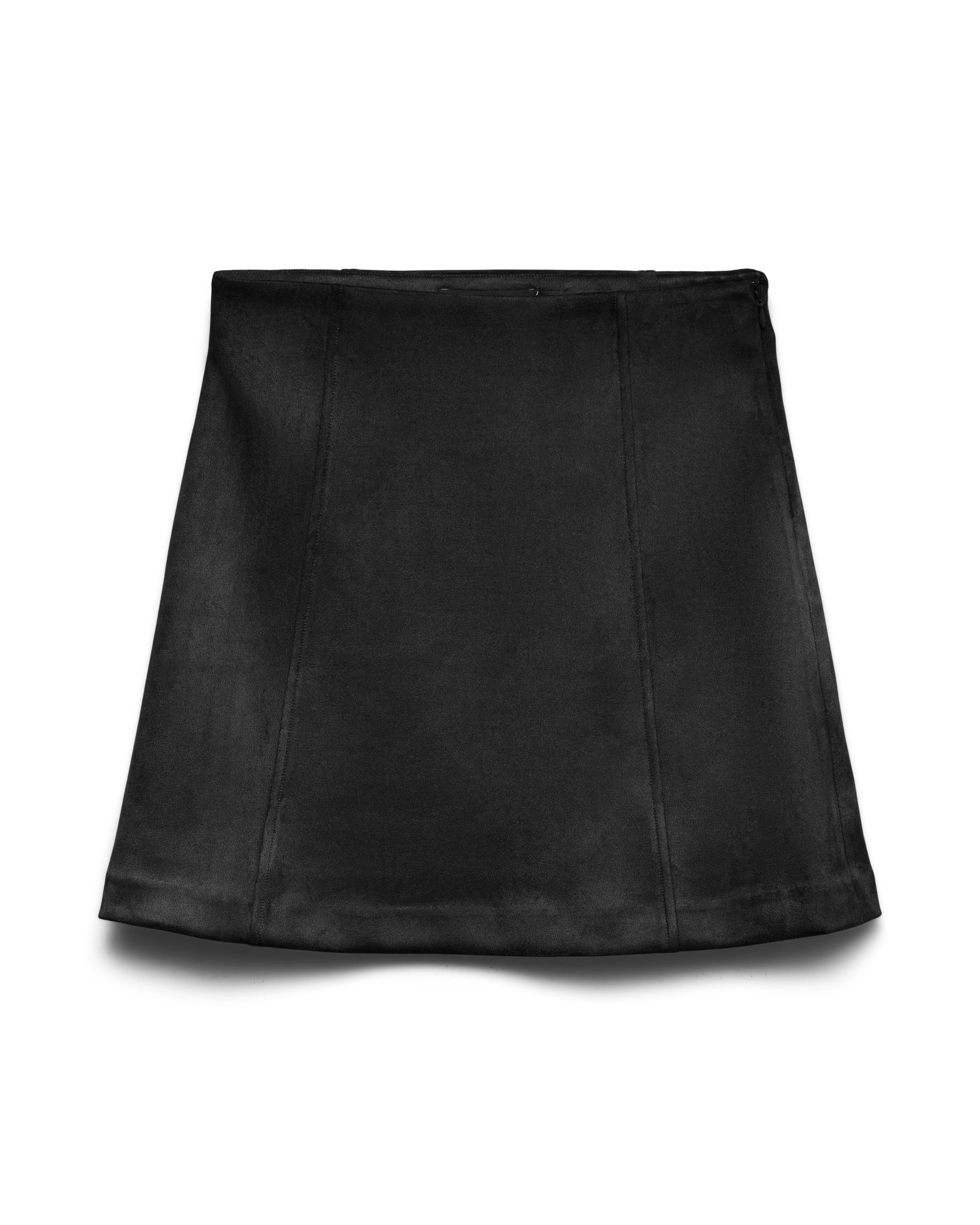 VM DONNA SUEDE KNEE LENGTH SKIRT - BLACK