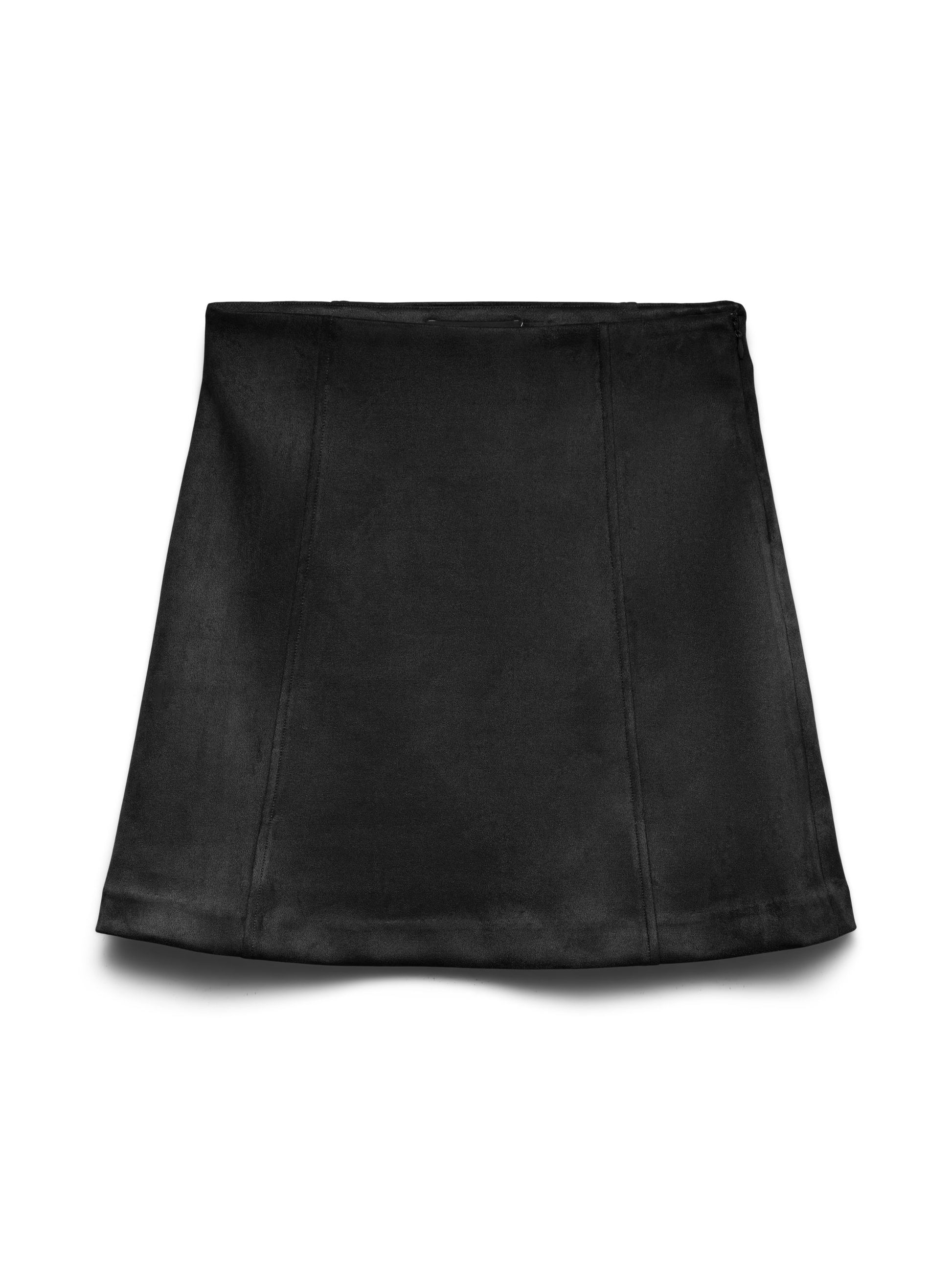 VM DONNA SUEDE KNEE LENGTH SKIRT - BLACK
