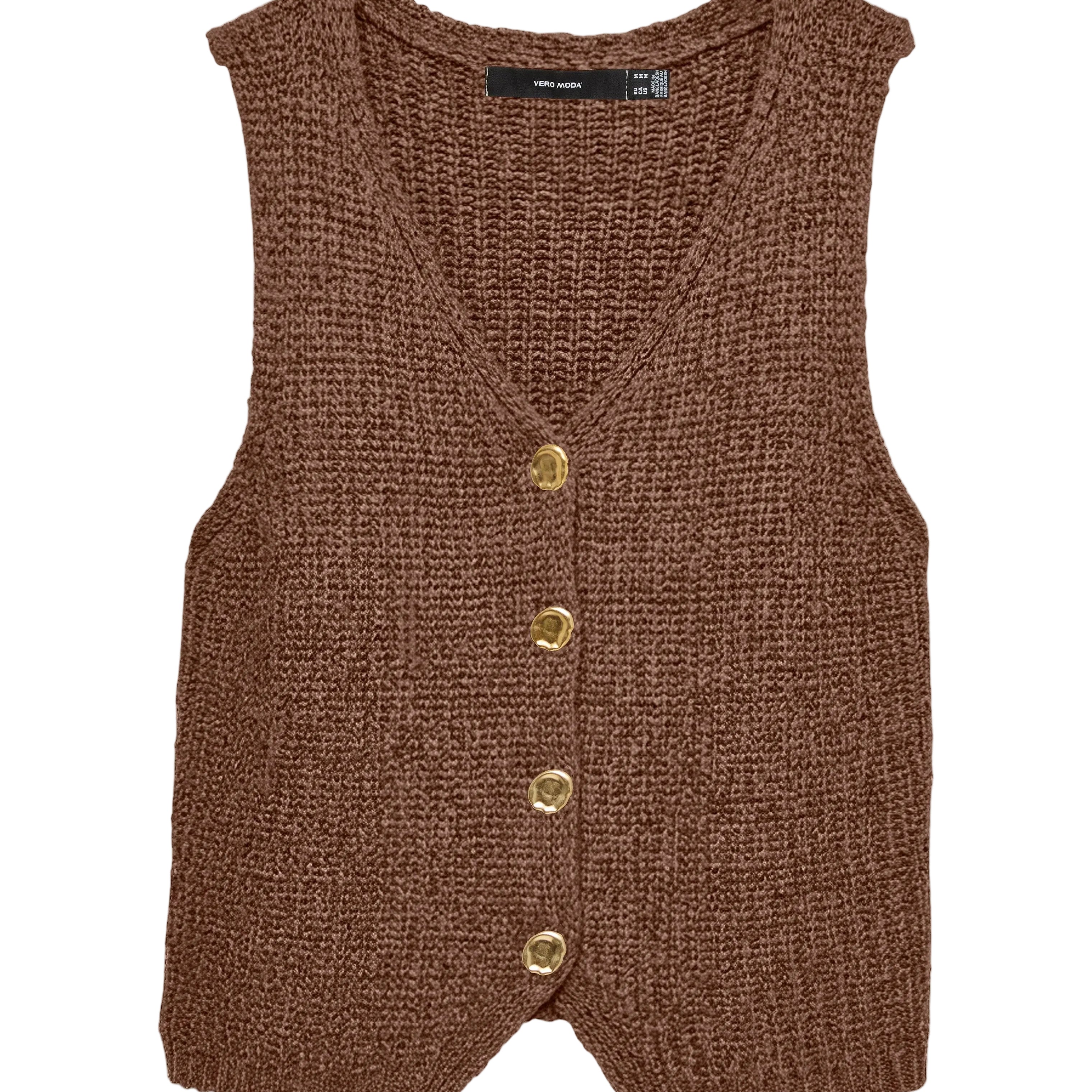 VM PENELOPE KNIT V NECK VEST - COCOA