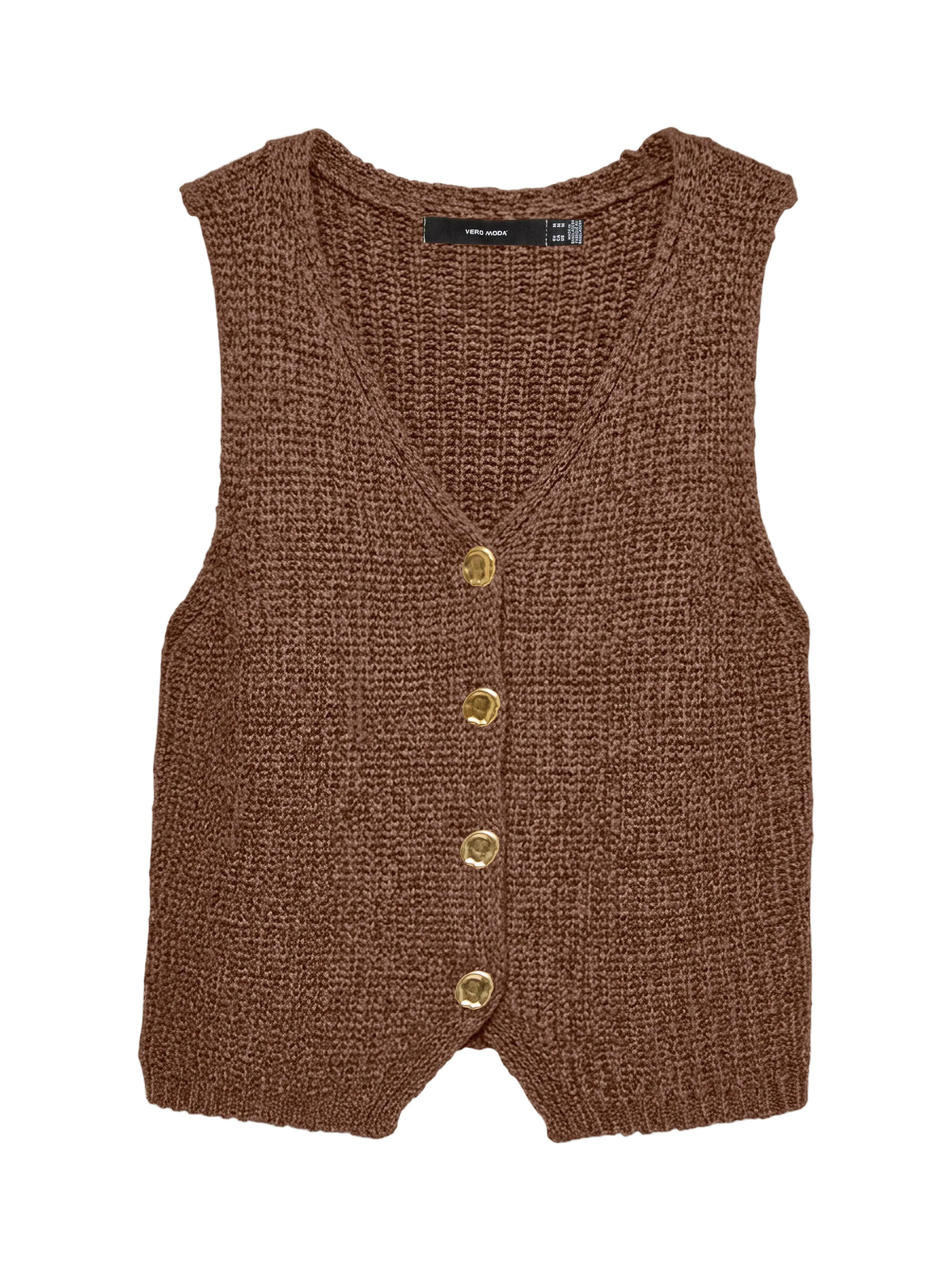 VM PENELOPE KNIT V NECK VEST - COCOA