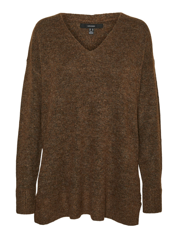 LUCA V NECK LONG PULLOVER - PINECONE