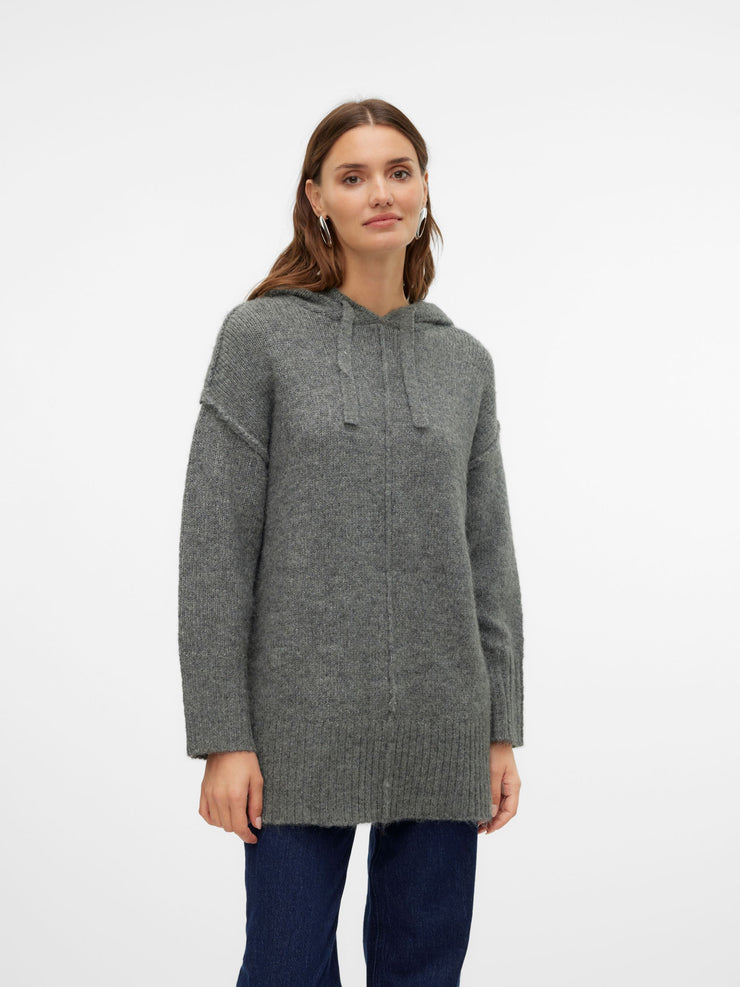 NOELLE LONG HOOD PULLOVER - MEDIUM GREY MELANGE