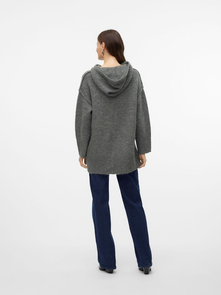 NOELLE LONG HOOD PULLOVER - MEDIUM GREY MELANGE