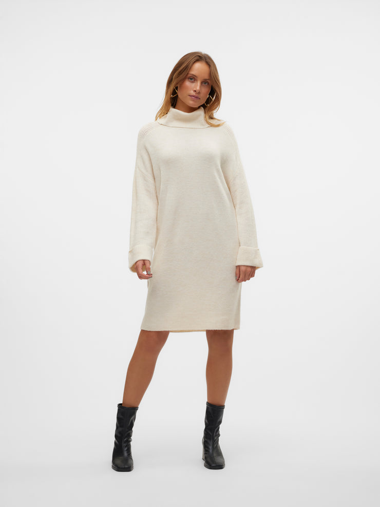 JUPITER LS COWLNECK SHORT DRESS - BIRCH