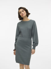 HOLLY LS O-NECK DRESS - BALSAAM GREEN