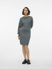 HOLLY LS O-NECK DRESS - BALSAAM GREEN