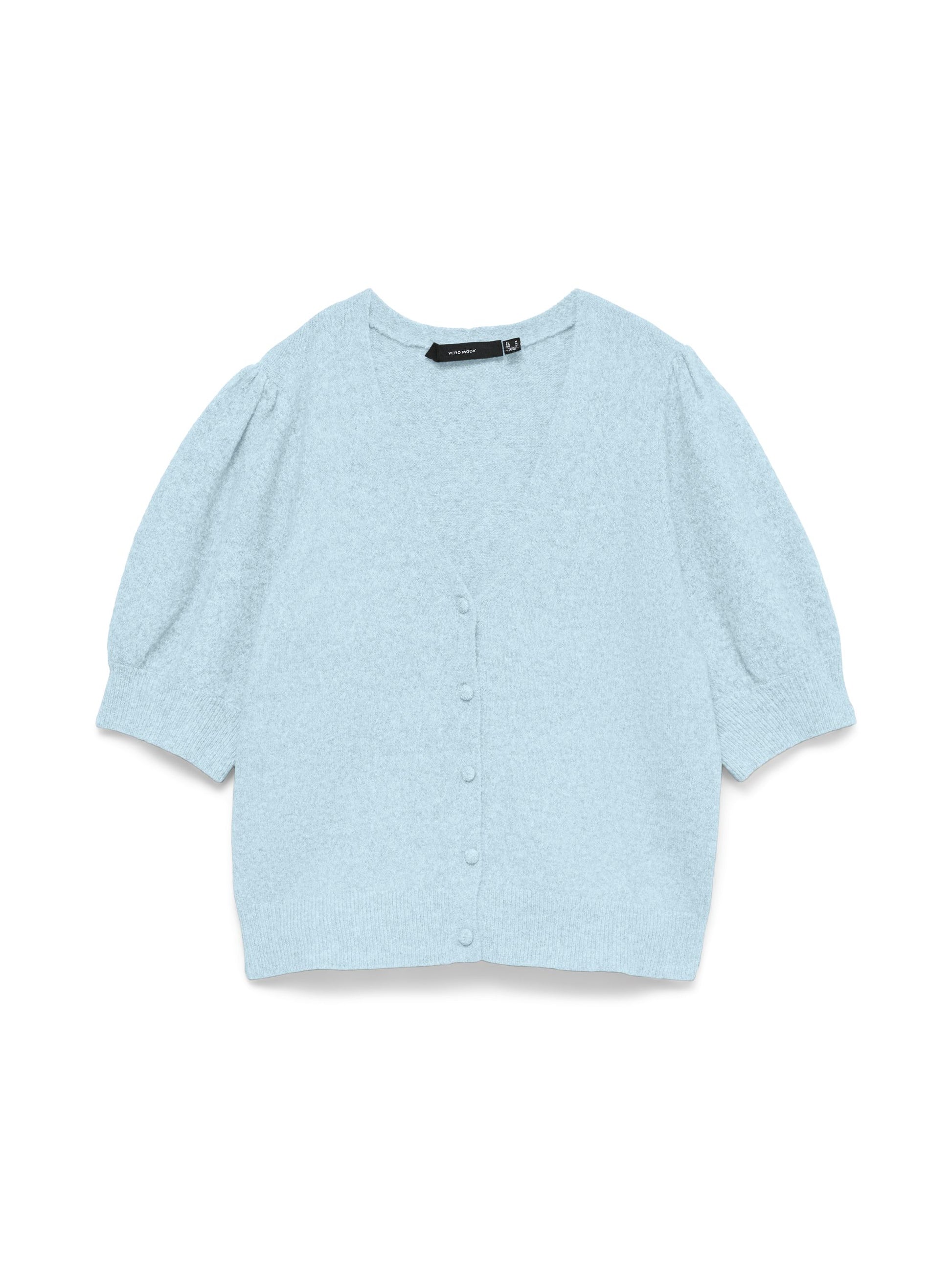 VM DOFFY 2/4 V NECK CARDIGAN - CASHMERE BLUE