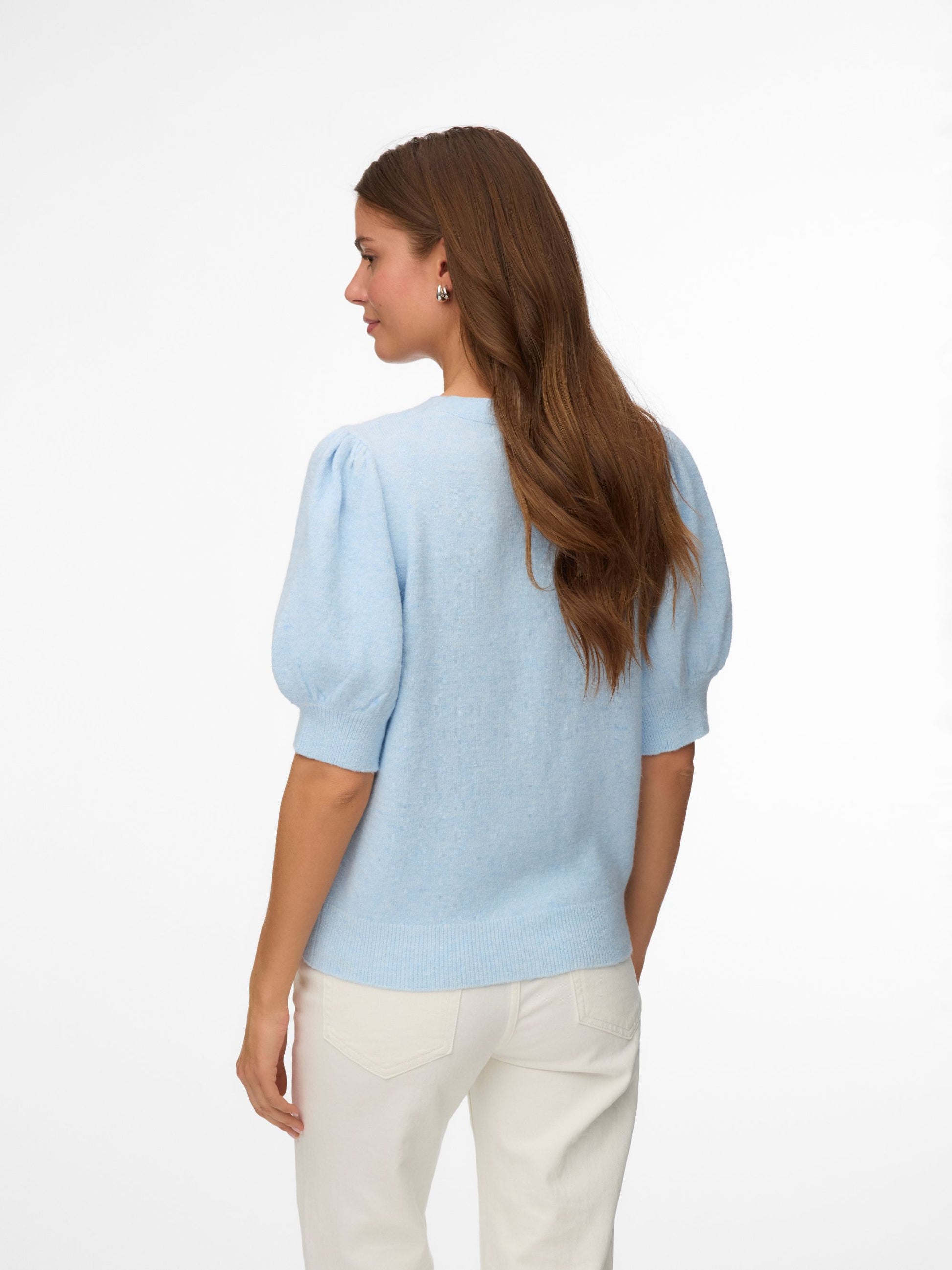VM DOFFY 2/4 V NECK CARDIGAN - CASHMERE BLUE