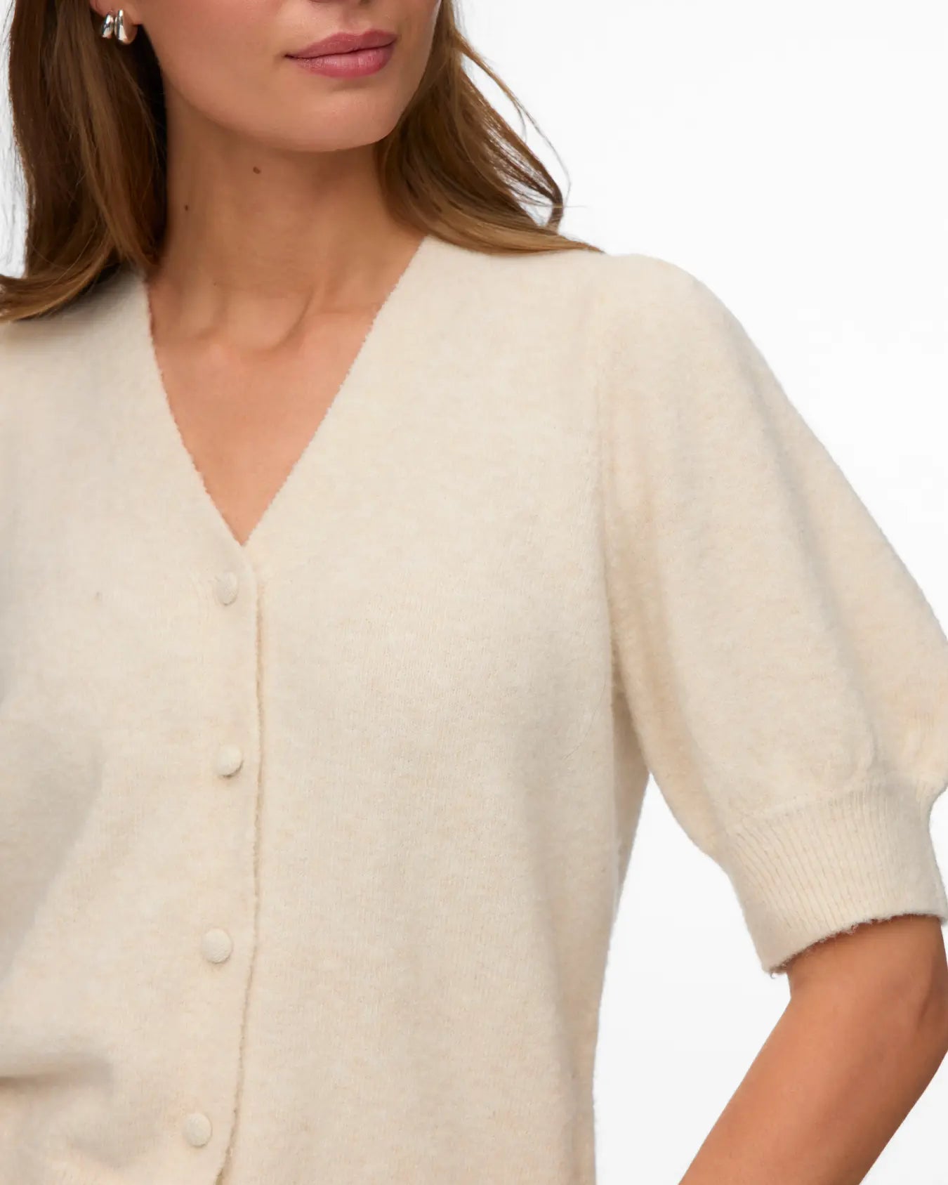 VM DOFFY 2/4 V NECK CARDIGAN - BIRCH