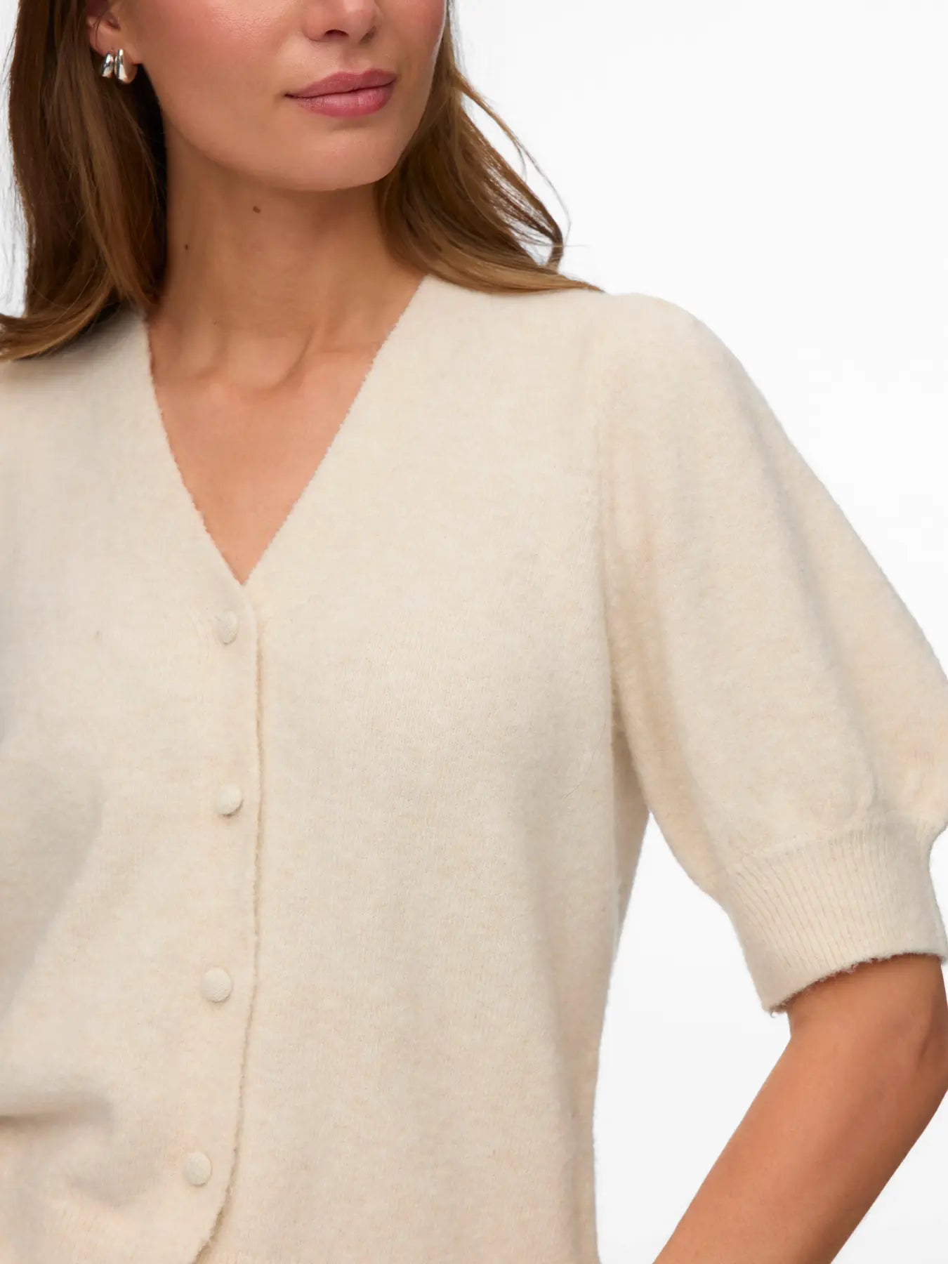 VM DOFFY 2/4 V NECK CARDIGAN - BIRCH