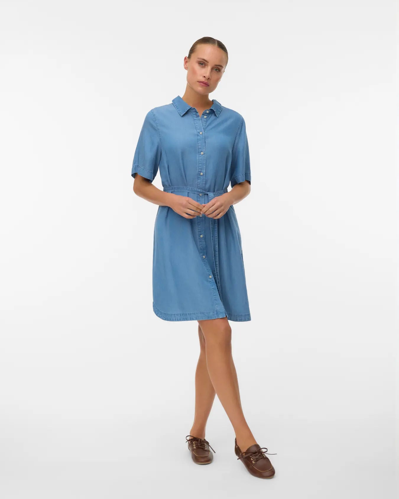 VM BREE TENCIL SHIRT DRESS - MEDIUM BLUE DENIM